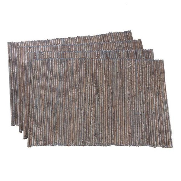 Saro Lifestyle SARO 217.BG1420B Shimmering Woven Nubby Water Hyacinth Placemats - Blue & Grey - Set of 4 217.BG1420B